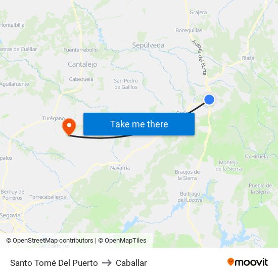 Santo Tomé Del Puerto to Caballar map