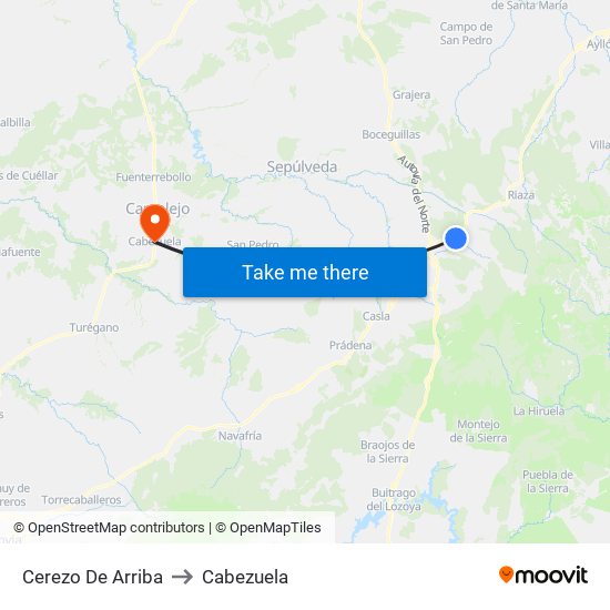 Cerezo De Arriba to Cabezuela map