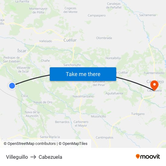 Villeguillo to Cabezuela map