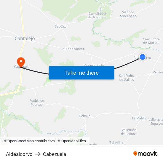 Aldealcorvo to Cabezuela map