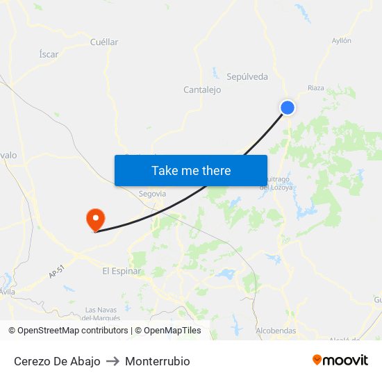 Cerezo De Abajo to Monterrubio map