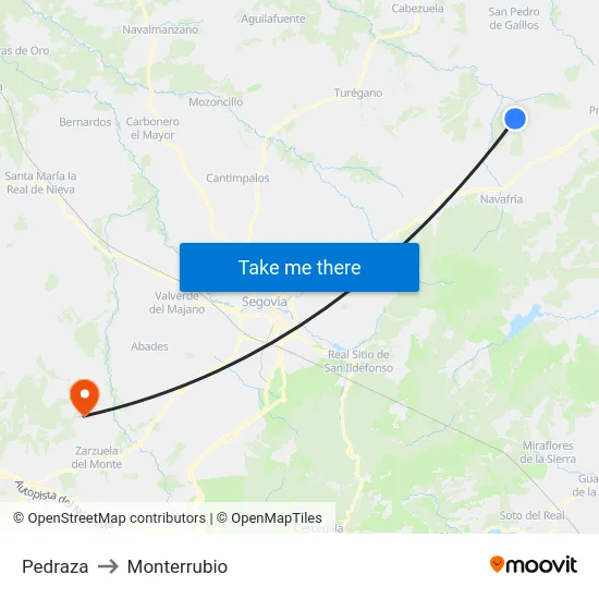 Pedraza to Monterrubio map