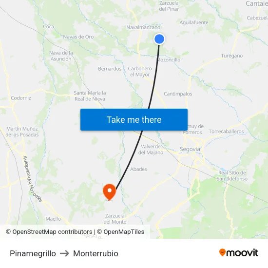 Pinarnegrillo to Monterrubio map