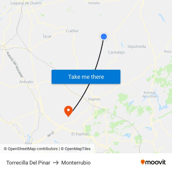 Torrecilla Del Pinar to Monterrubio map