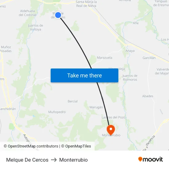 Melque De Cercos to Monterrubio map