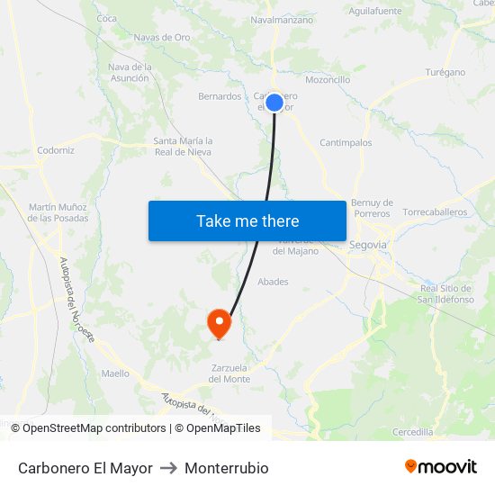 Carbonero El Mayor to Monterrubio map