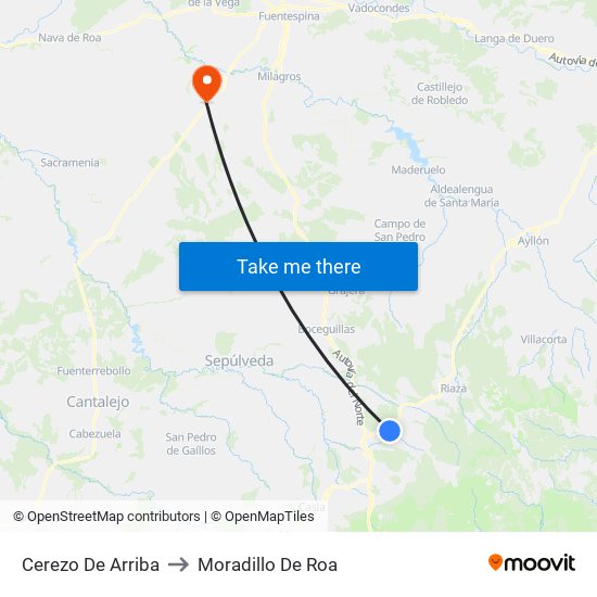 Cerezo De Arriba to Moradillo De Roa map
