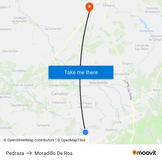 Pedraza to Moradillo De Roa map