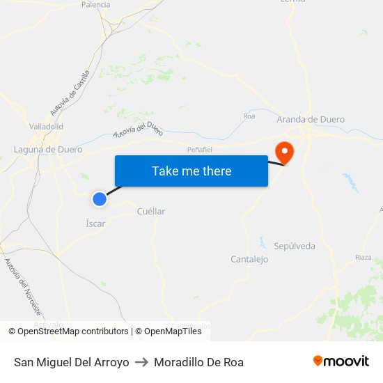 San Miguel Del Arroyo to Moradillo De Roa map