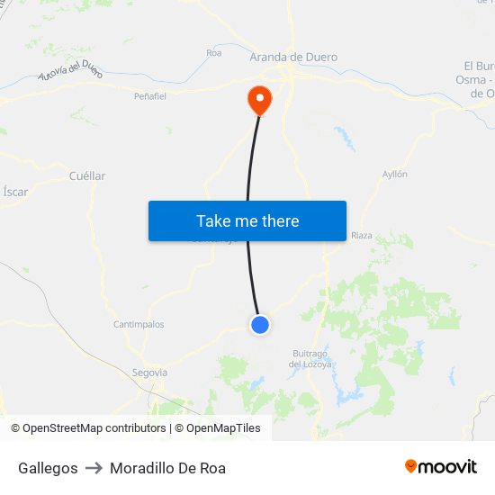 Gallegos to Moradillo De Roa map