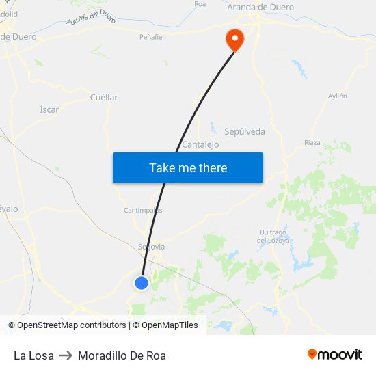 La Losa to Moradillo De Roa map