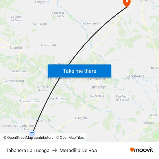Tabanera La Luenga to Moradillo De Roa map