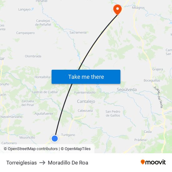 Torreiglesias to Moradillo De Roa map