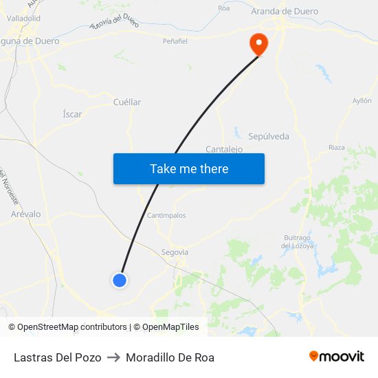 Lastras Del Pozo to Moradillo De Roa map