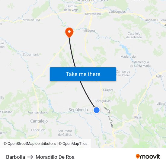 Barbolla to Moradillo De Roa map