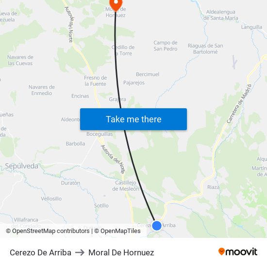 Cerezo De Arriba to Moral De Hornuez map