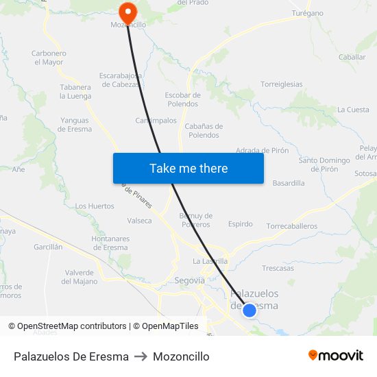 Palazuelos De Eresma to Mozoncillo map