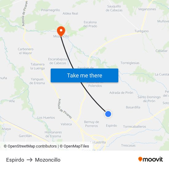 Espirdo to Mozoncillo map