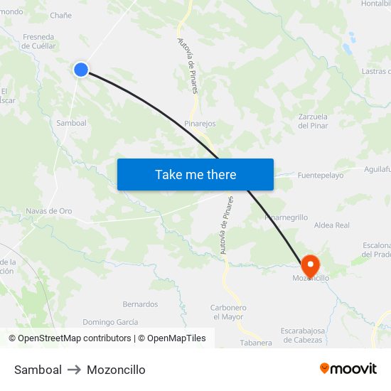 Samboal to Mozoncillo map