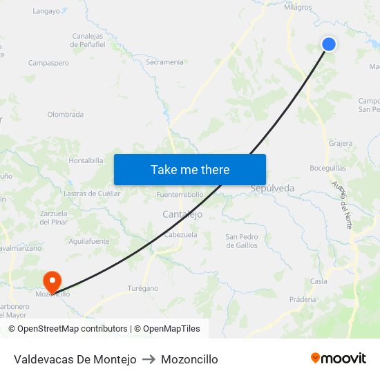 Valdevacas De Montejo to Mozoncillo map