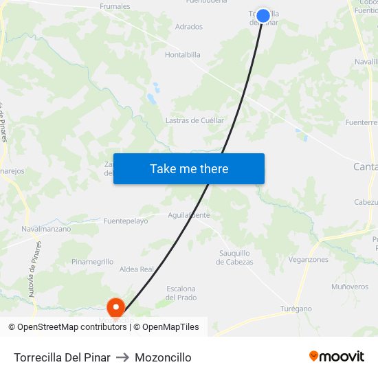 Torrecilla Del Pinar to Mozoncillo map
