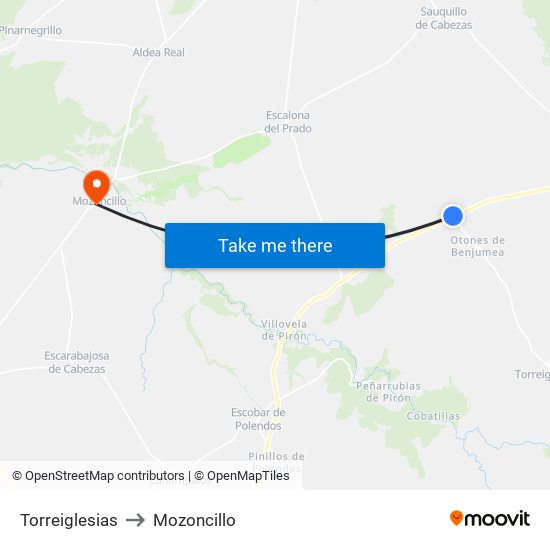 Torreiglesias to Mozoncillo map