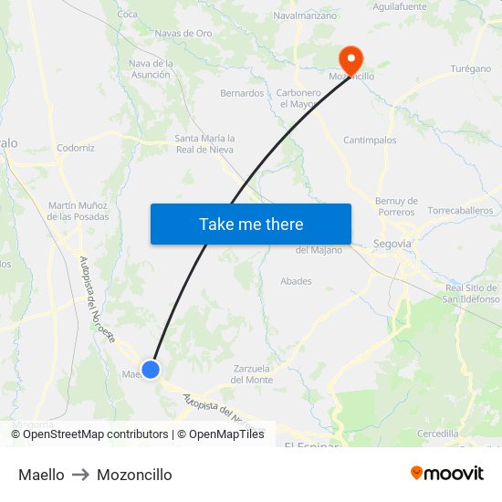 Maello to Mozoncillo map