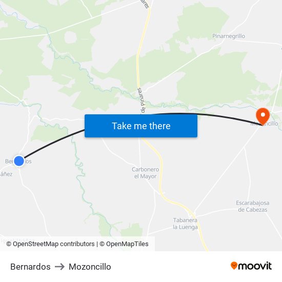 Bernardos to Mozoncillo map