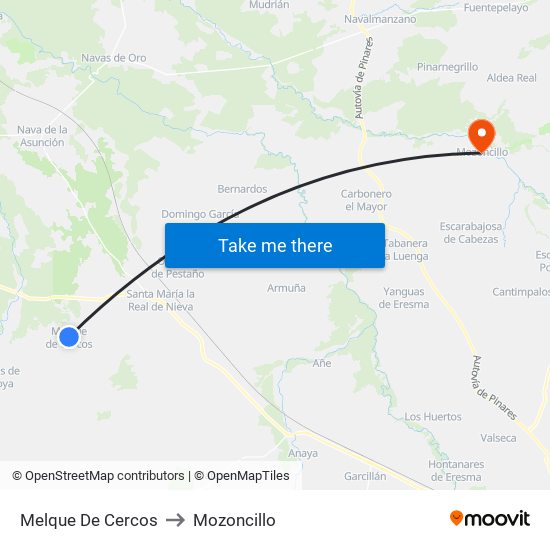 Melque De Cercos to Mozoncillo map