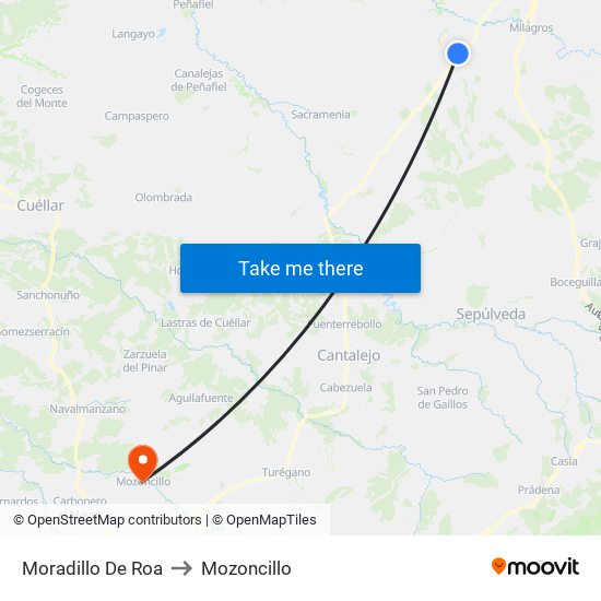 Moradillo De Roa to Mozoncillo map