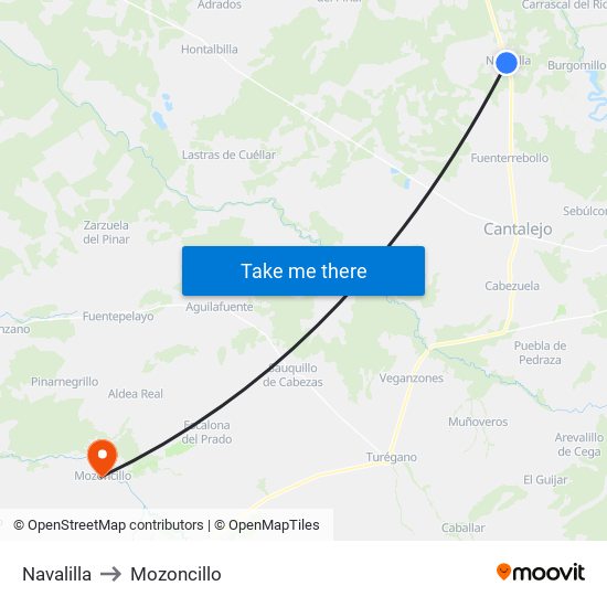 Navalilla to Mozoncillo map