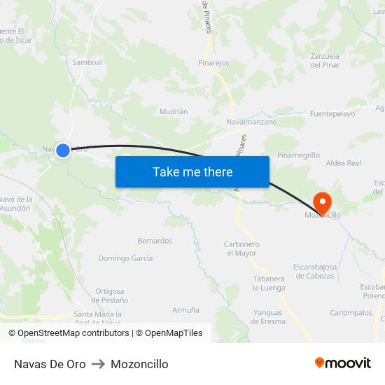 Navas De Oro to Mozoncillo map