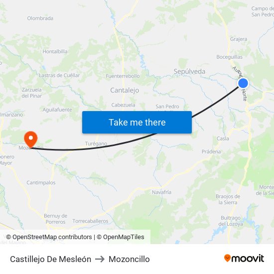Castillejo De Mesleón to Mozoncillo map