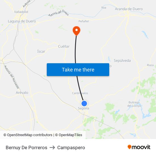 Bernuy De Porreros to Campaspero map