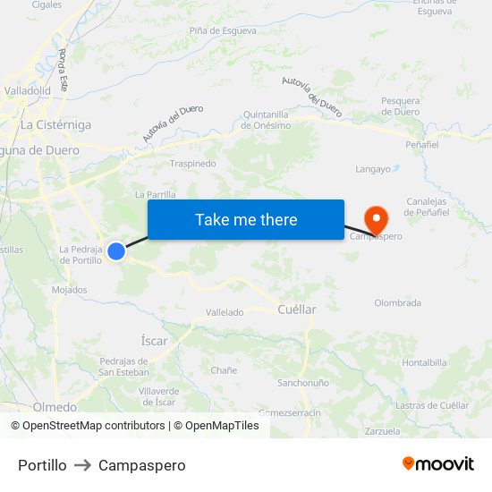 Portillo to Campaspero map
