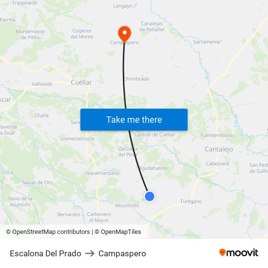 Escalona Del Prado to Campaspero map
