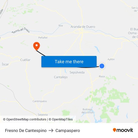 Fresno De Cantespino to Campaspero map