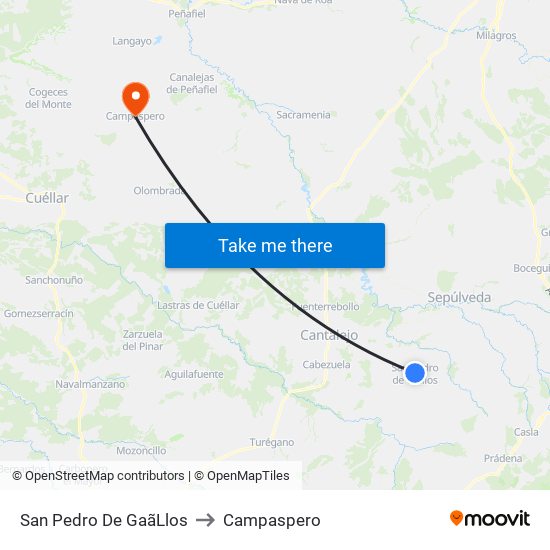 San Pedro De Gaã­Llos to Campaspero map