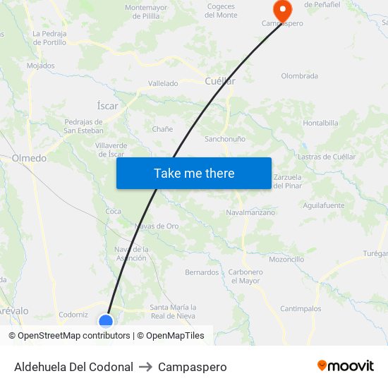 Aldehuela Del Codonal to Campaspero map