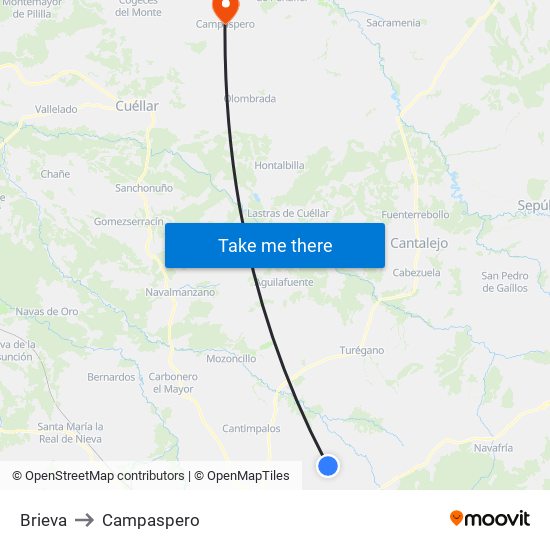 Brieva to Campaspero map