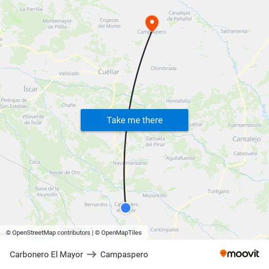 Carbonero El Mayor to Campaspero map