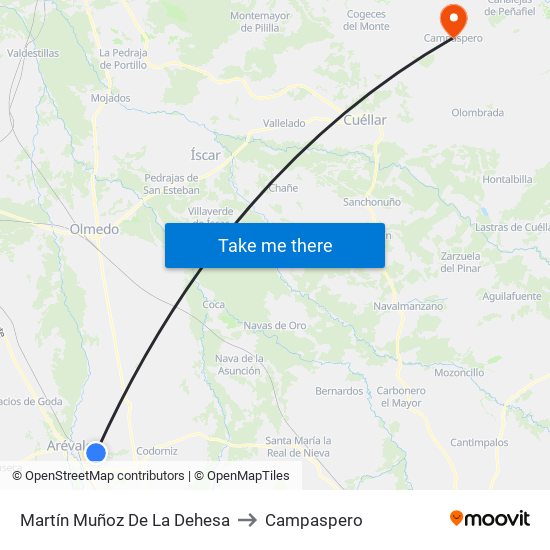 Martín Muñoz De La Dehesa to Campaspero map