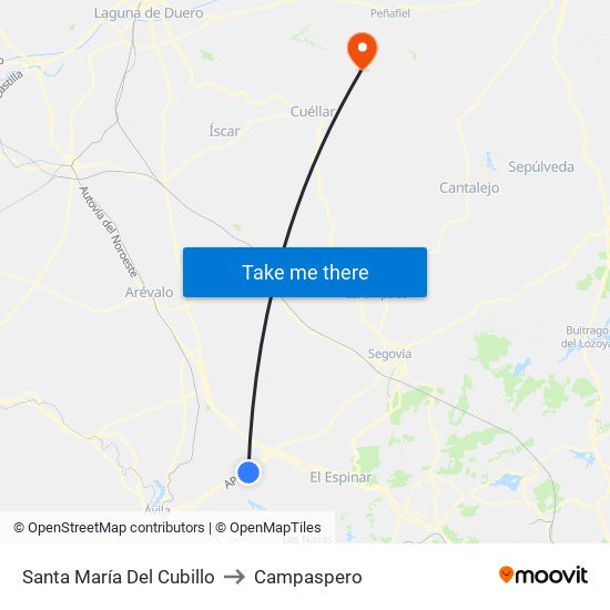 Santa María Del Cubillo to Campaspero map
