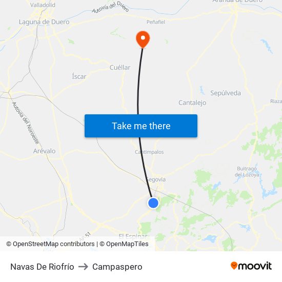 Navas De Riofrío to Campaspero map