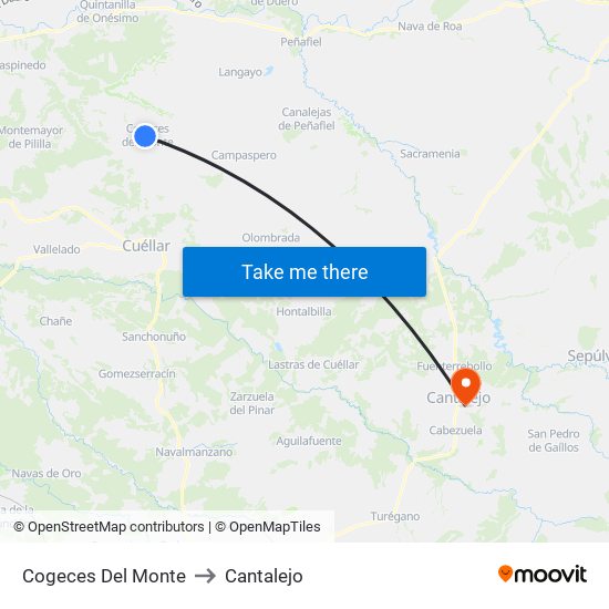 Cogeces Del Monte to Cantalejo map