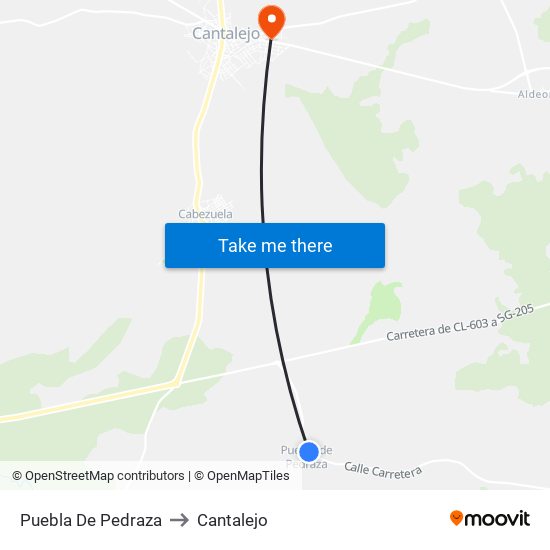 Puebla De Pedraza to Cantalejo map
