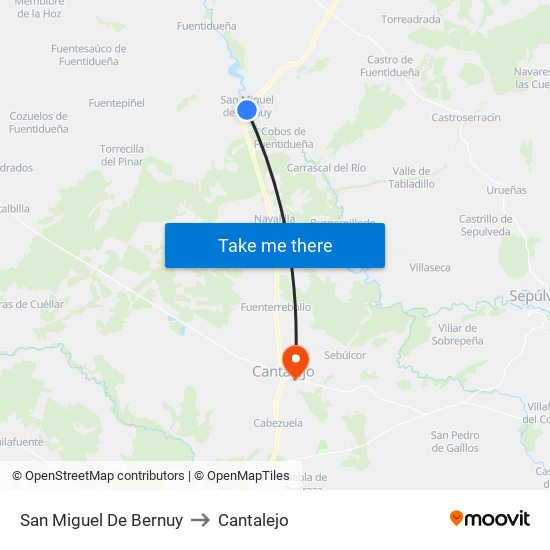 San Miguel De Bernuy to Cantalejo map