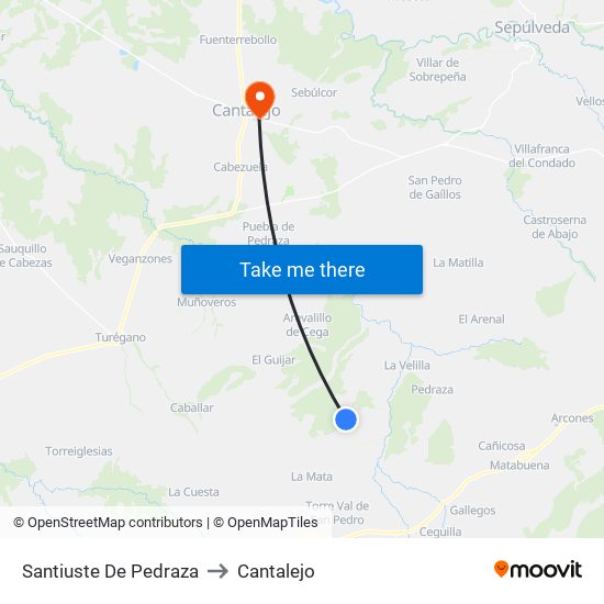 Santiuste De Pedraza to Cantalejo map