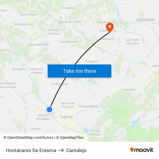 Hontanares De Eresma to Cantalejo map