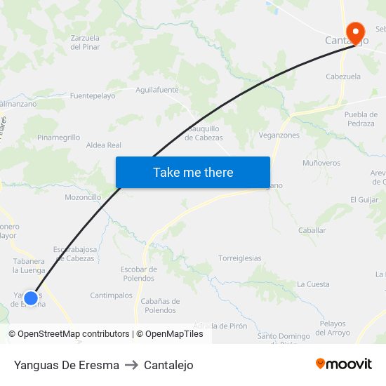 Yanguas De Eresma to Cantalejo map
